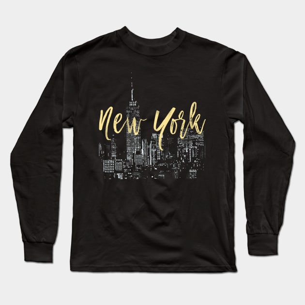 New York City Tonight Long Sleeve T-Shirt by Designkix